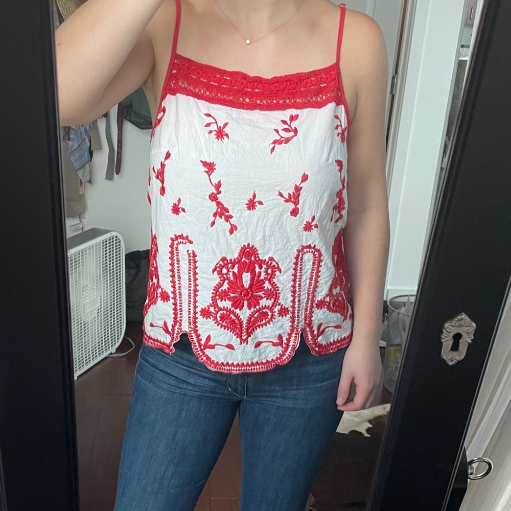 Embroidered cotton tank